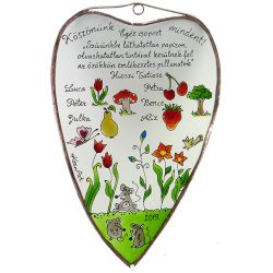   Ballagási ajándék szív alakú üvegkép óvó néninek - Egér csoport