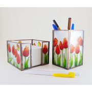 Tulipános jegyzettömbtartó  - 1 db jegyzettöbbel