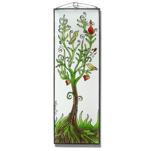 Baum des Lebens mit Vögeln Glasbild, Glasmalerei Baum des Lebens mit Vögeln Glasbild, Glasmalerei