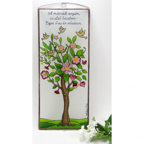 Blühender Baum des Lebens 2 Glasbild, Glasmalerei, mit dem gewünschten Text