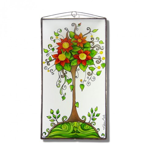 Baum des Lebens blüht Glasbild, Glasmalerei 
