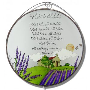 Lavendellandschaft Göttlicher Haussegen - Glasbilder, Glasmalerei 