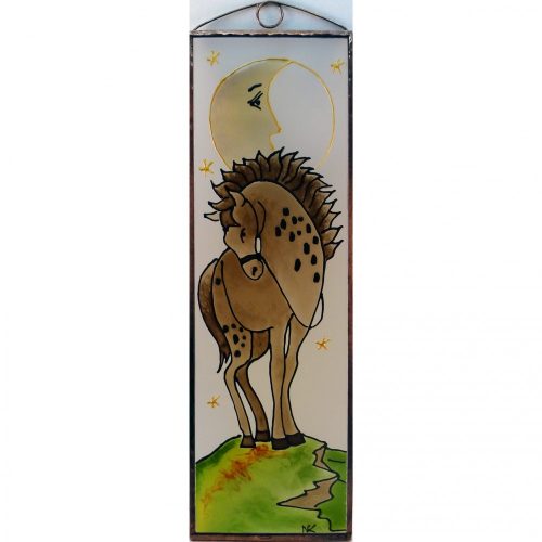 Pferd im Mondschein Glasbild, Glasmalerei 