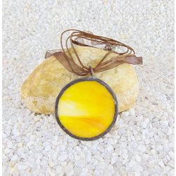 Üveg medál - napsárga, kör alakú
