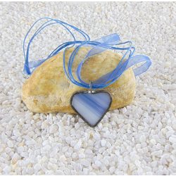 Üveg medál - kék, szív alakú