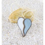Glasanhänger - Blau, weiß, Herzförmig, 4.5x6 cm