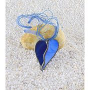 Glasanhänger - Dunkelblau hellblau, Herzförmig, 4.5x6 cm