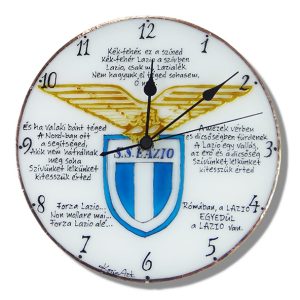 Lazio futballcsapat címerével egyedi falióra, kézi festésű üvegóra