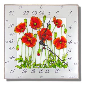Mohn - 24 Stunden Wanduhr modern
