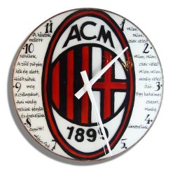   AC Milán futballcsapat címerével egyedi falióra, kézi festésű üvegóra