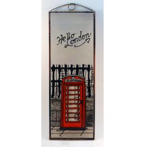 Piros telefonfülke London, Red telephone box in London üvegkép, üvegfestmény