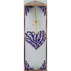 Lavendel Herz 2 Glasbilder, Glasmalerei
